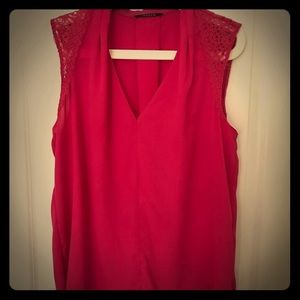 Sleeveless blouse with lace cap sleeves